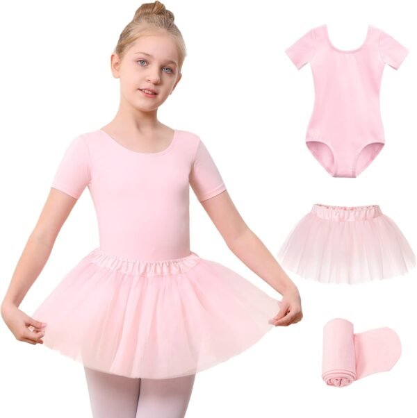 Stelle Girls Ballet Leotards Toddler Dance Outfit Combo with Pull on Skirt and Tights (Toddler/Little Kid/Big Kid)