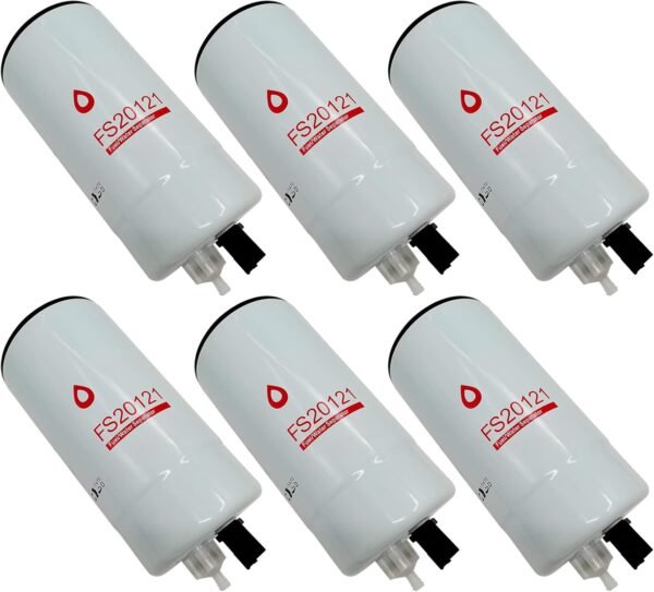 FS20121 Fuel Water Separator Cartridge Filter Compatible with Cummins L9, B6.7, Stage V QSB/QSL engines, Replaces 5444245 5528103, Spin-on,10-Microns, 6PCS