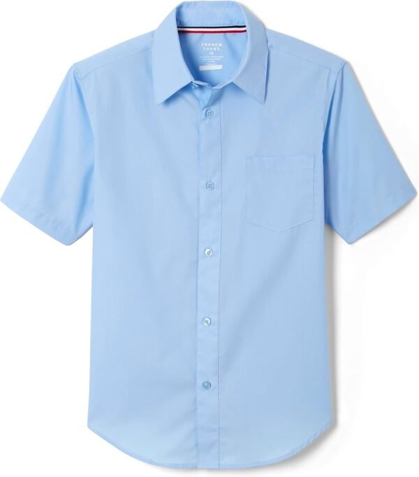 French Toast Boys' Short Sleeve Classic Poplin Dress Shirt (Standard & Husky)