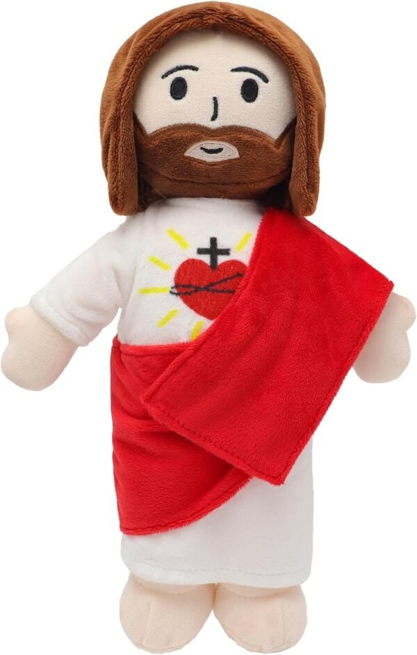 13" Jesus Plush Toy Jesus Stuffed Animal Heart of Plushie Savior Doll for Church Sunday School Religious Easter Gift for Children Kids (White)
