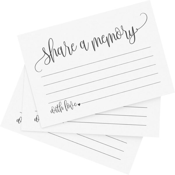 Bliss Collections Share a Memory Cards, Heart Script, Cards for Weddings, Showers, Birthdays, Celebration of Life, Funeral, Retirement, Going Away and Graduation Memories, 4"x6" (Pack of 50)