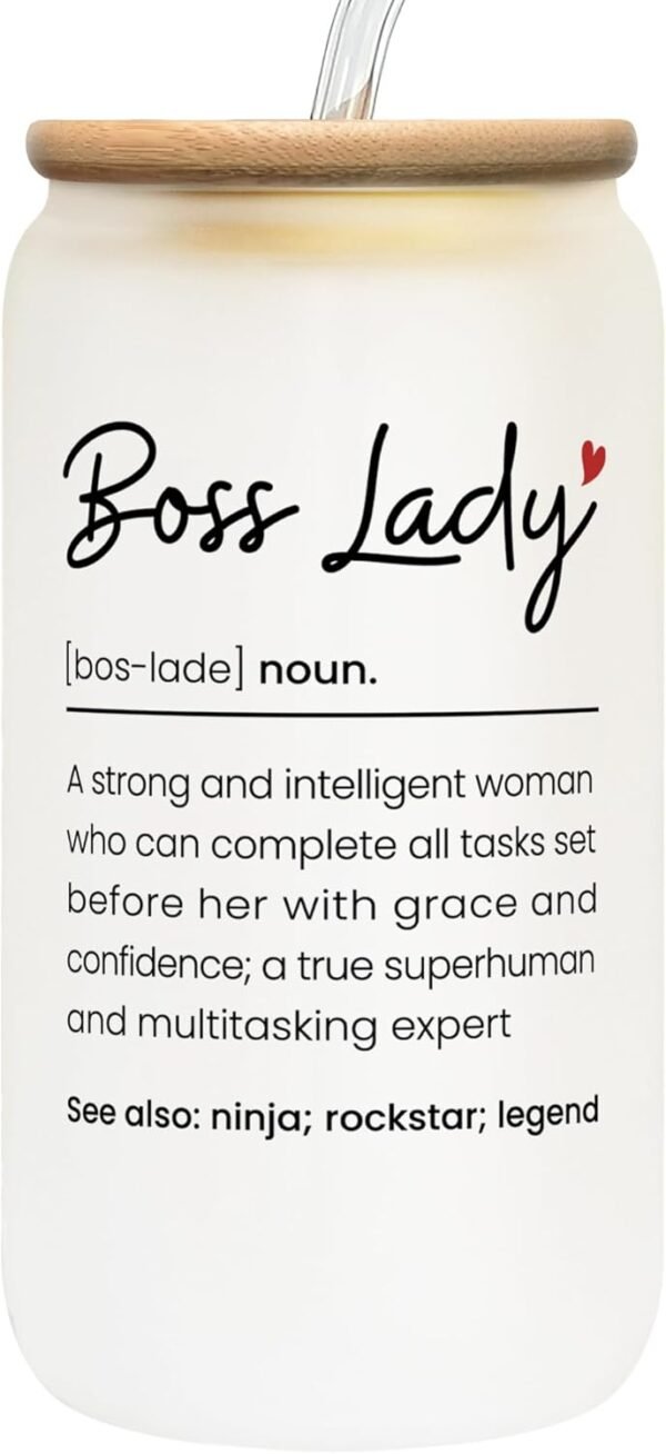 Boss Lady Gifts for Women - Gifts for Boss Lady, Manager, Office, Coworker, Colleagues, Employer, Teacher, Nurse - Boss Day Gifts for Women, Birthday Gifts for Boss Lady - 16 Oz Can Glass