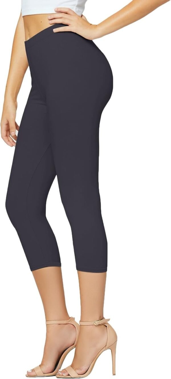 Conceited Capri Leggings for Women - Soft - High Waist Tummy Control - Essential - Regular and Plus Size - Charcoal Grey - Small - Medium