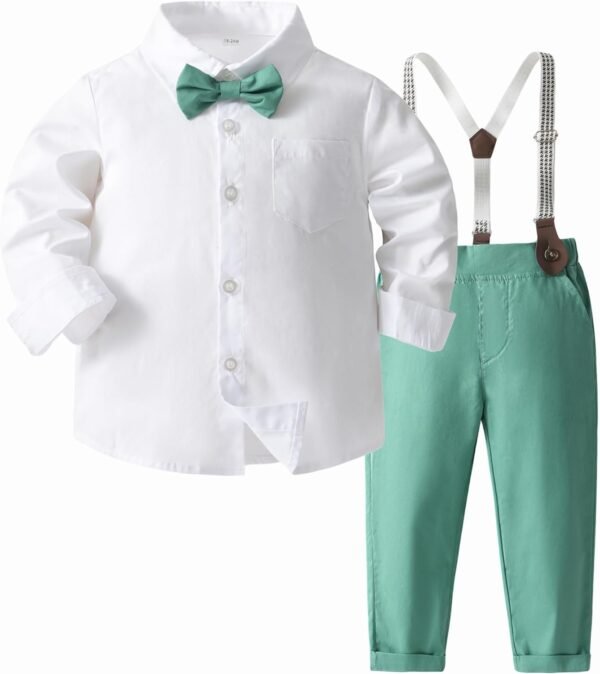 Kimocat Baby Boy Clothes Gentleman Clothing Suit for Newborn Baby Bow Tie Shirt + Suspender Trousers