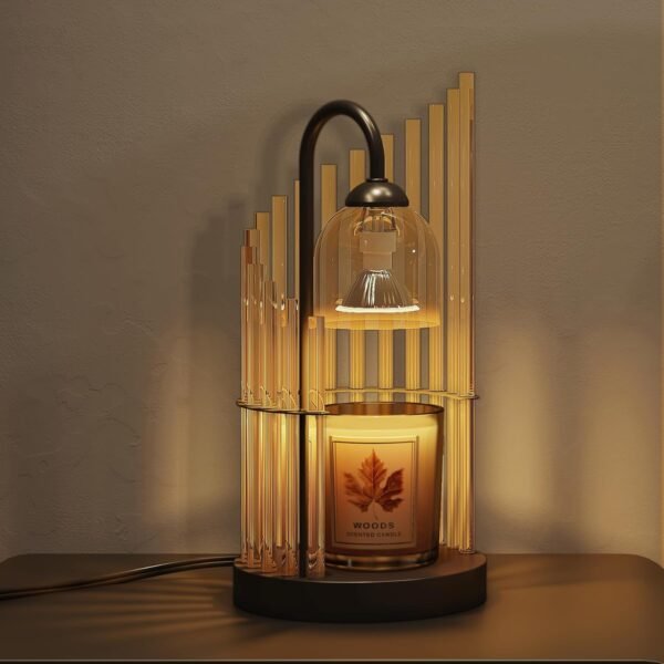 Stylish Candle Warmer Lamp with Timer and Dimmer,Electric Candle Lamp Warmer for Home Decor Elegant Night Light,Mom Christmas Housewarming Gifts,Candle Warming Lamp with 2 Bulbs (B-Amber Yellow)