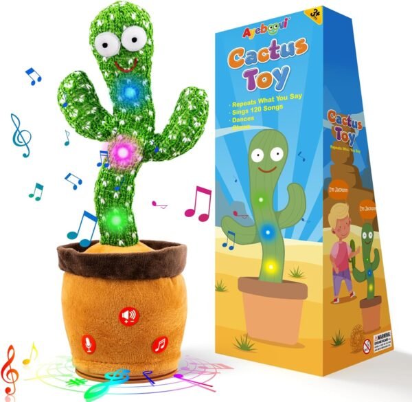 Ayeboovi Dancing Talking Cactus Baby Toys, Mimicking Recording Cactus Toy Repeats What You Say, Singing 120 Songs Toddler Cactus Toy Gifts for Birthday, Talking Cactus Autism Toys for Kids Boys Girls