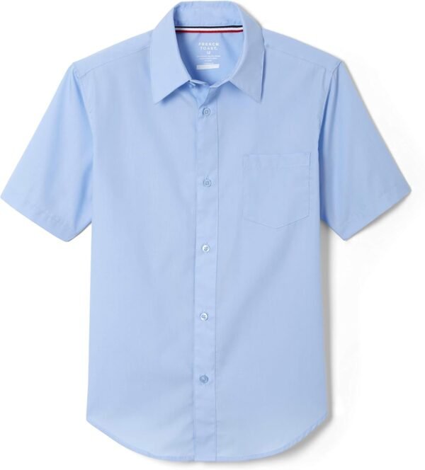 French Toast Boys' Short Sleeve Classic Poplin Dress Shirt (Standard & Husky)