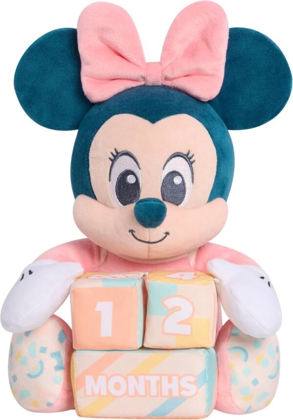 Just Play Disney Baby My First Year Minnie Mouse and Milestone Blocks, 11.75-inch Plush Toy, 4-Pieces, Kids Toys for Ages 0