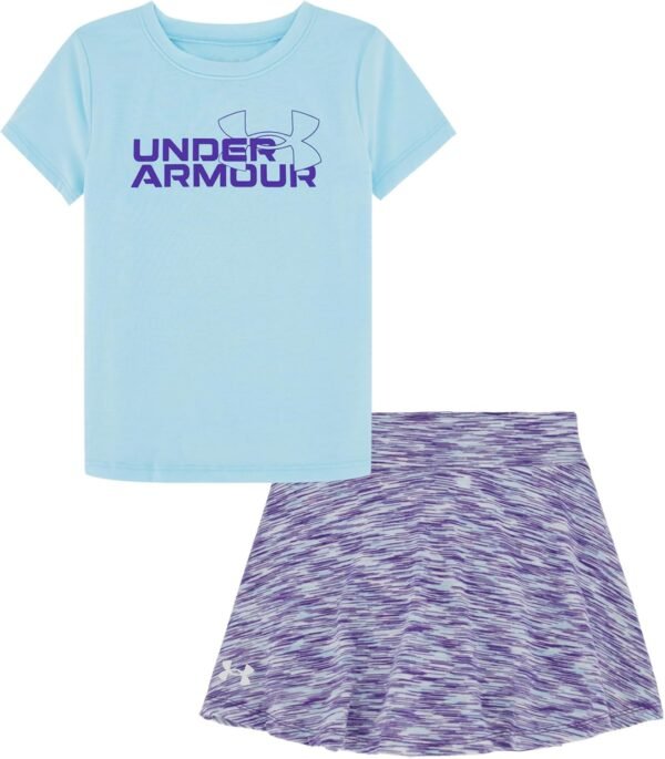 Under Armour girls Girls Short Sleeve Shirt and Skort Set, Durable Stretch and Lightweight