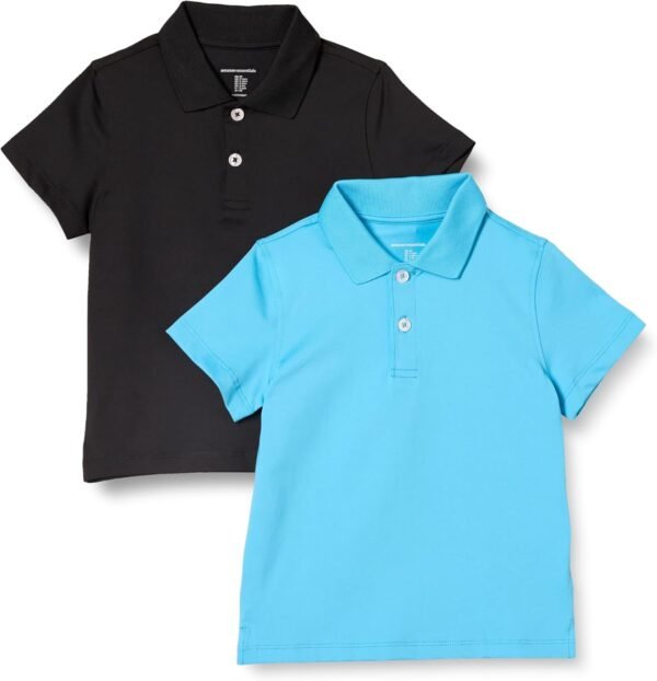 Amazon Essentials Boys and Toddlers' Short-Sleeve Active Performance Polo Shirts, Pack of 2