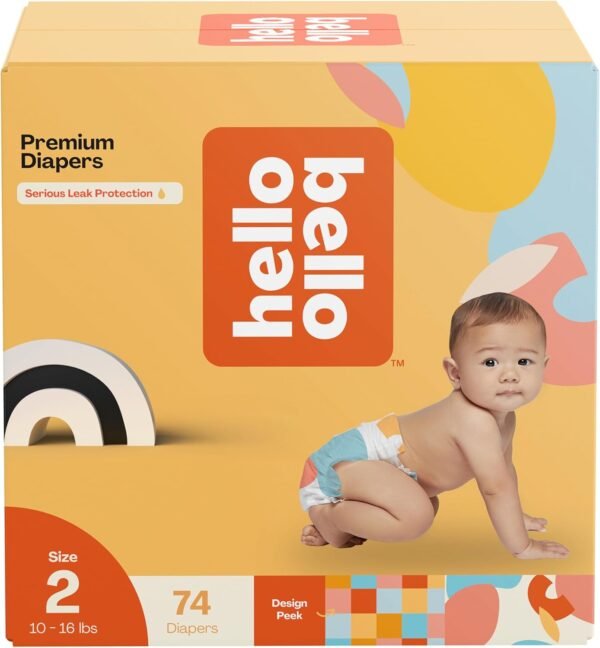 Hello Bello Premium Diapers Size 2, Honeysuckle Designs, 74ct Club Box, Hypoallergenic and Extra Absorbent