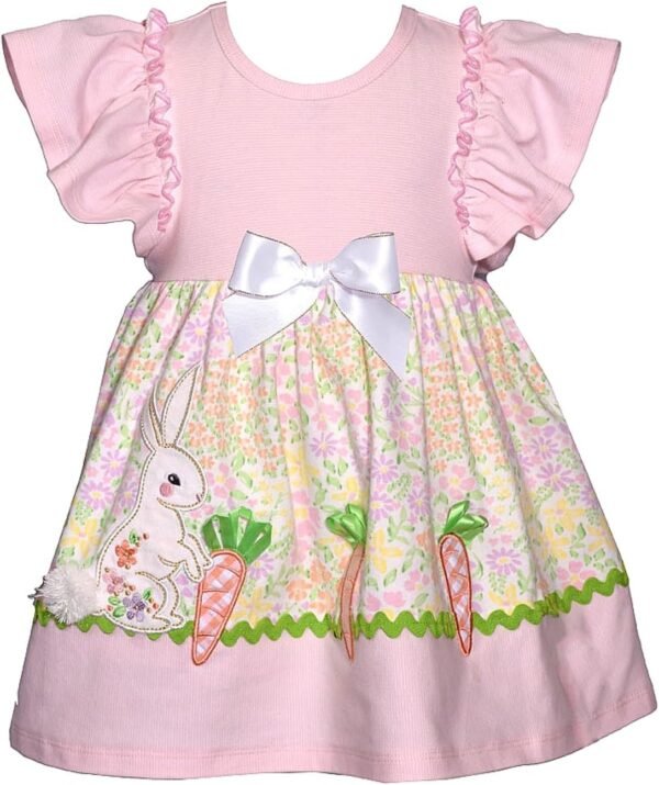 Bonnie Jean Girl's Easter Dress - Yellow Bunny Smocked Dress for Baby Toddler and Little Girls