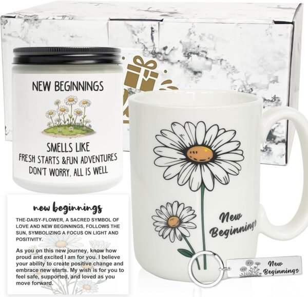 New Beginnings Gifts for Women 15Oz Coffee Mug Set New Job Divorce Coworker Leaving Farewell Graduation Moving Away Good Luck Goodbye Break Up Present