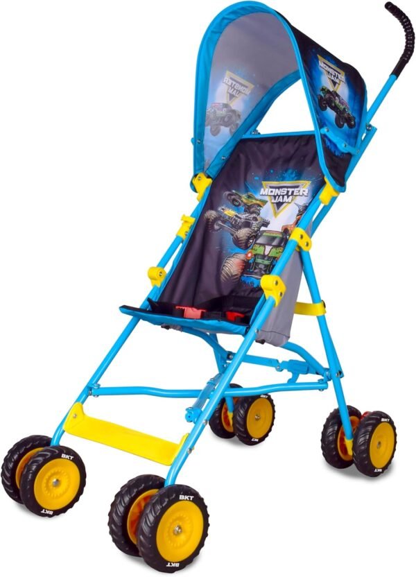 Monster Jam Official Umbrella Stroller with Canopy, Lightweight Easy Fold Compact Toddler and Baby Stroller for Travel