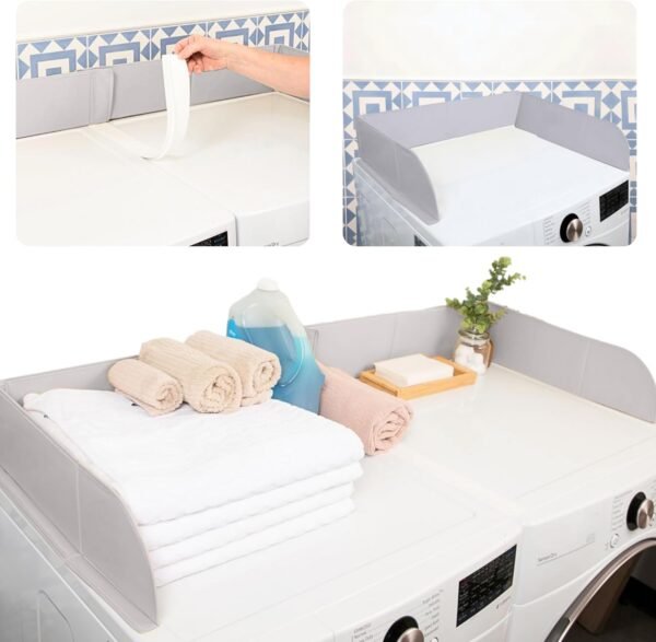 Laundry Guard with Gap Cover - Keep Your Clothes From Falling Behind with Adjustable Magnetic Laundry Guard for Front Load Washer and Dryer - Laundry Room Essentials for Moms, College Dorm Rooms Grey