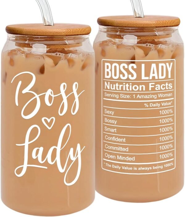 Boss Lady Gifts for Women - Birthday Gifts for Manager, Coworker, Employer, Colleagues, Teacher, Assistant - Boss Day Gift Ideas for Women - 16 Oz Can Glass