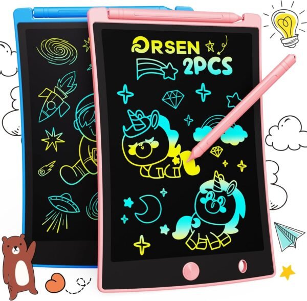 ORSEN 2 Pack LCD Writing Tablet for Kids, Colorful Doodle Board Drawing Pad for Kids, Toddler Easter Basket Stuffers Toy Gifts for Age 3 4 5 6 7 8 Year Old Girls Boys
