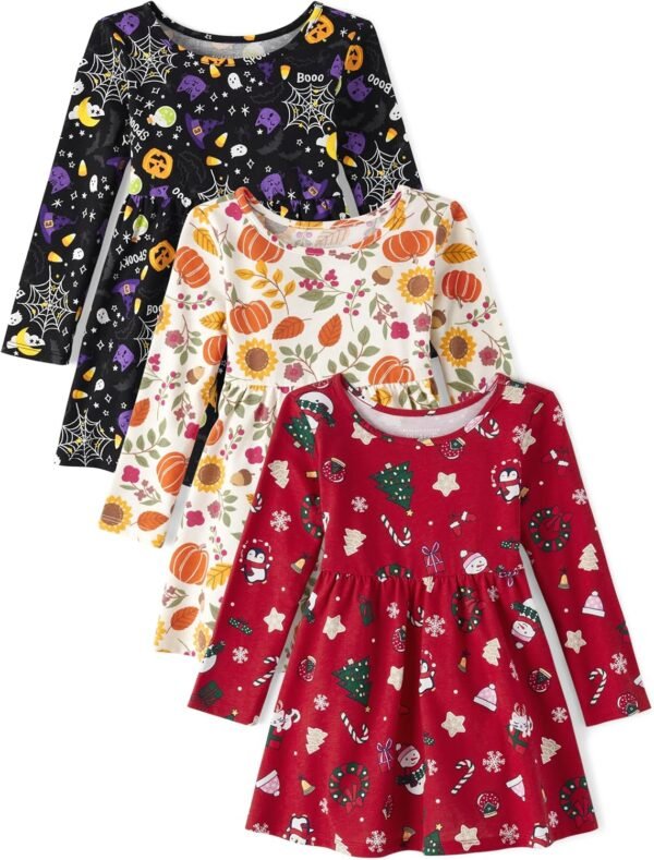The Children's Place Baby Toddler Girls Long Sleeve Fashion Skater Dresses