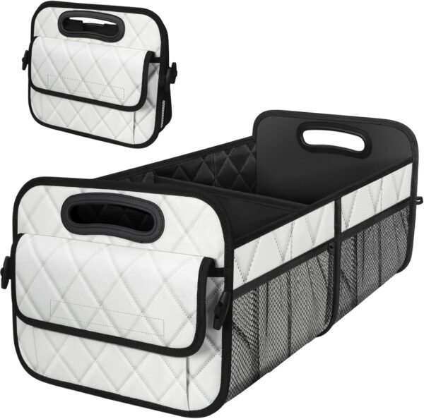 Deosk Trunk Organizer with 6 Pockets - Car Storage Accessory for SUVs, Minivans, and Trucks - 50L Waterproof Polyester (Medium, Beige)