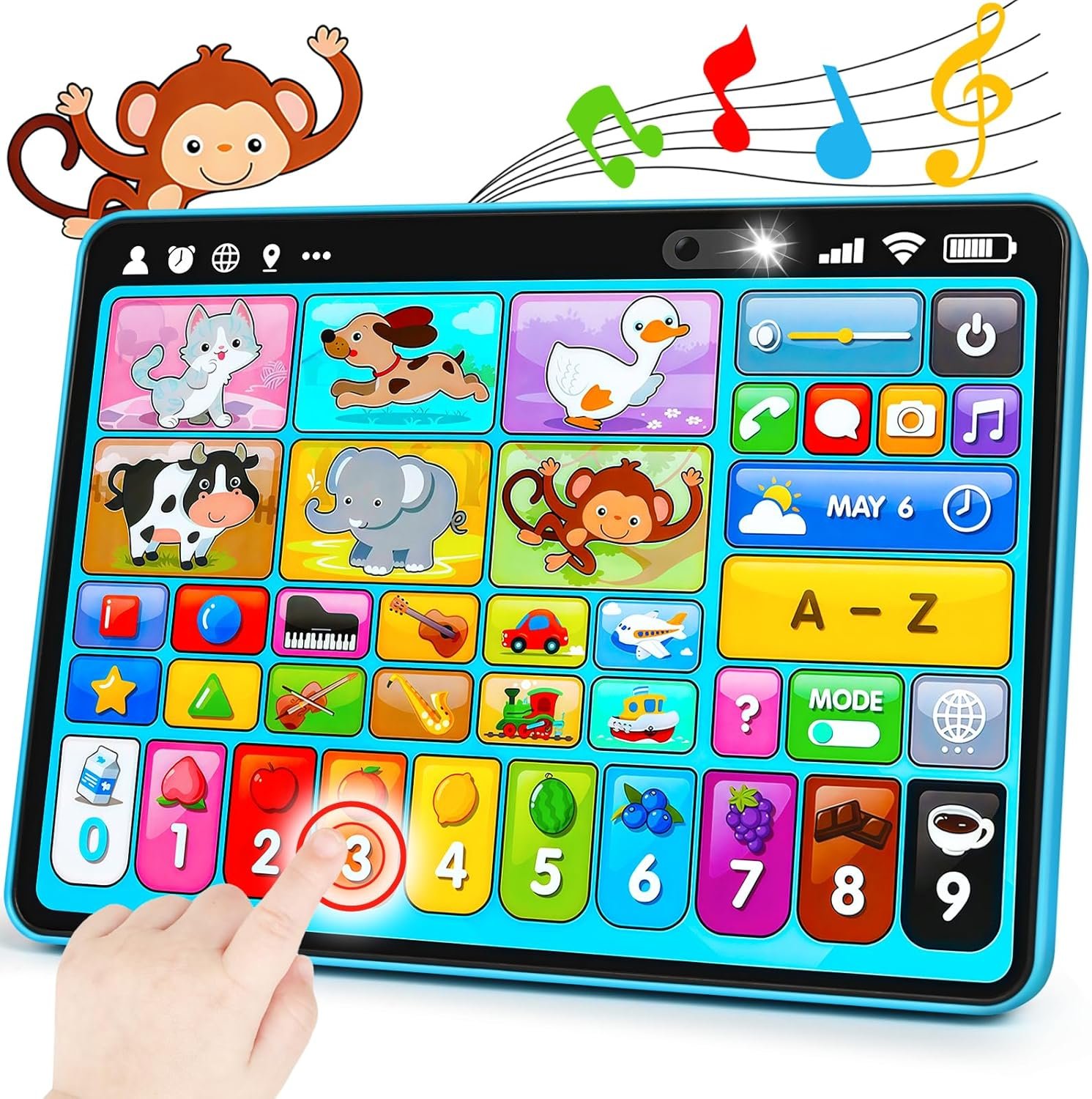 Learning Tablet for Toddlers 1-3 Trilingual Learning Toys with Music & Sound, Montessori Speech Therapy Toys for 1 Year Old Boy Girl Musical Baby Toys 12-18 Months Toddler Toys Age 1-2 2-3 Gifts