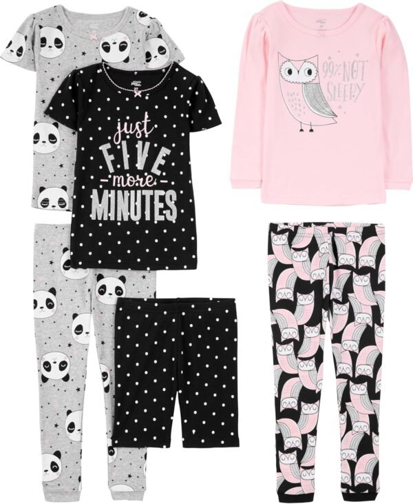 Simple Joys by Carter's Girls' 6-Piece Snug Fit Cotton Pajama Set
