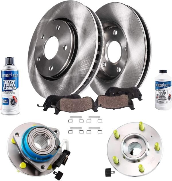 Detroit Axle - Front Brake Kit Wheel Bearing Hubs for Buick Allure LaCrosse Chevy Uplander Pontiac Grand Prix Montana Brake Rotors and Ceramic Brakes Pads Replacement