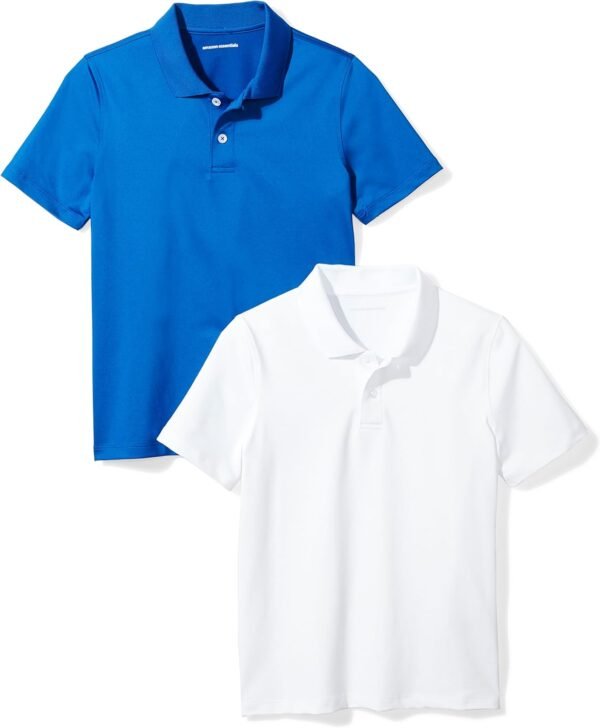 Amazon Essentials Boys and Toddlers' Short-Sleeve Active Performance Polo Shirts, Pack of 2