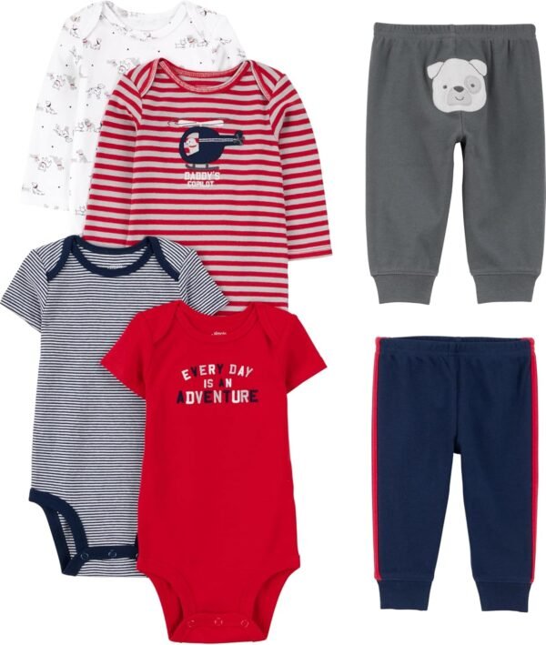 Simple Joys by Carter's Baby Boys' 6-Piece Bodysuits (Short and Long Sleeve) and Pants Set