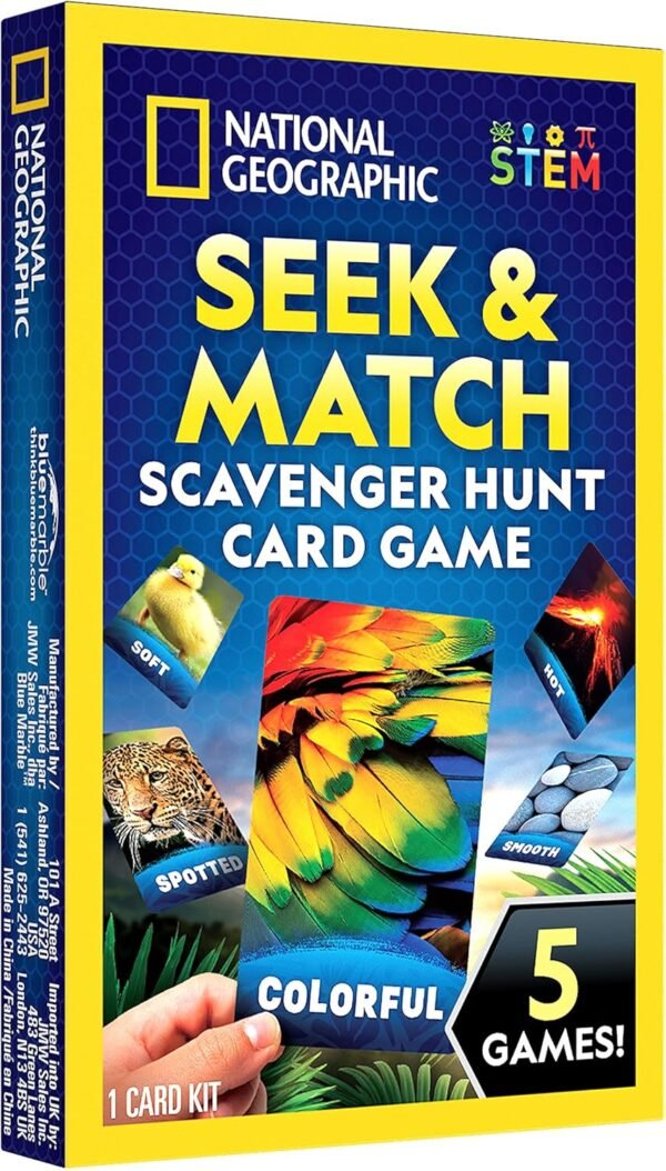 National Geographic Scavenger Hunt for Kids Card Game - Seek & Match Objects from 40 Jumbo-Sized Cards, Camping Games, Activities for Toddlers, Car Game, Kids Outdoor Activities, Stocking Stuffers