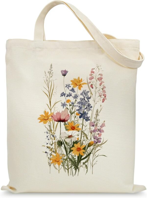 Canvas Aesthetic Reusable Grocery Tote Bag with Pockets for Women Graduation Travel Work Mothers Day Christmas