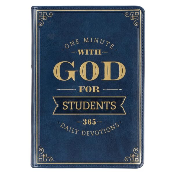 One Minute with God for Students Devotional, Navy Faux Leather Flexcover