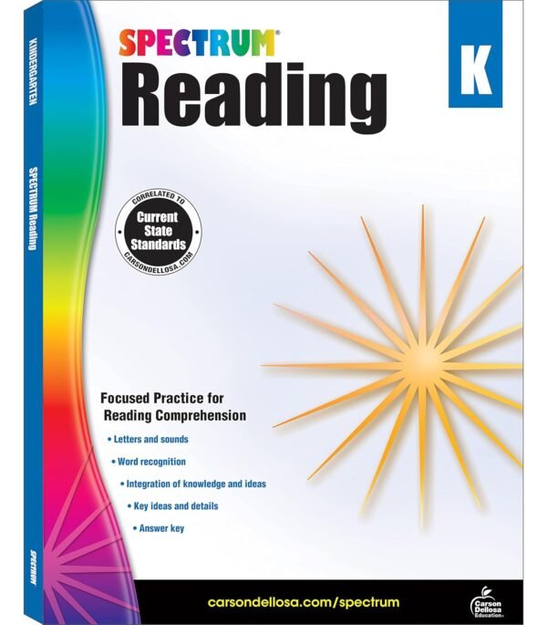 Spectrum Reading Comprehension Kindergarten Workbooks, Activity Book Age 5-6 With Passages, Phonics, Letters and Sounds, Sight Words, and More, Classroom or Homeschool Curriculum