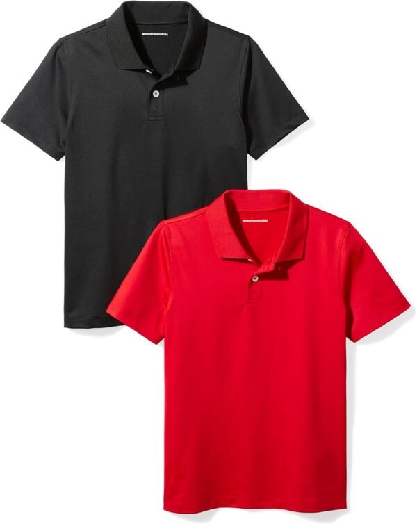 Amazon Essentials Boys and Toddlers' Short-Sleeve Active Performance Polo Shirts, Pack of 2