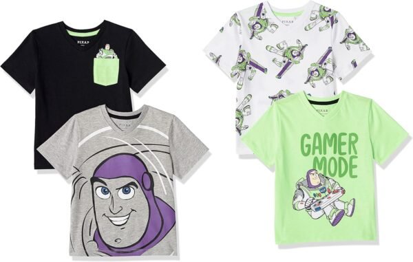 Amazon Essentials Disney | Marvel | Star Wars Boys and Toddlers' Short-Sleeve V-Neck T-Shirts, Pack of 4