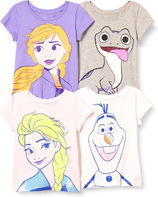 Amazon Essentials Disney | Marvel | Star Wars | Frozen | Princess Girls and Toddlers' Short-Sleeve T-Shirts, Multipacks