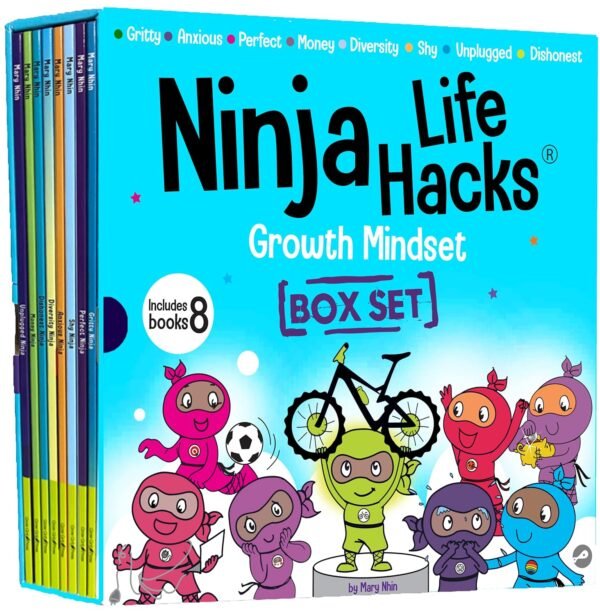 Ninja Life Hacks Growth Mindset 8 Book Box Set (Books 9-16: Perfect, Money, Anxious, Gritty, Dishonest, Shy, Unplugged, Diversity)