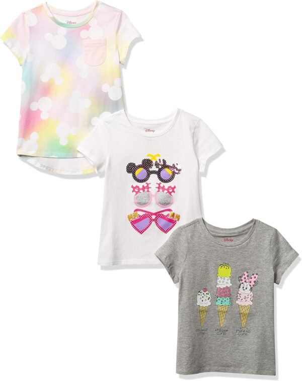 Amazon Essentials Disney | Marvel | Star Wars | Frozen | Princess Girls and Toddlers' Short-Sleeve T-Shirts, Multipacks