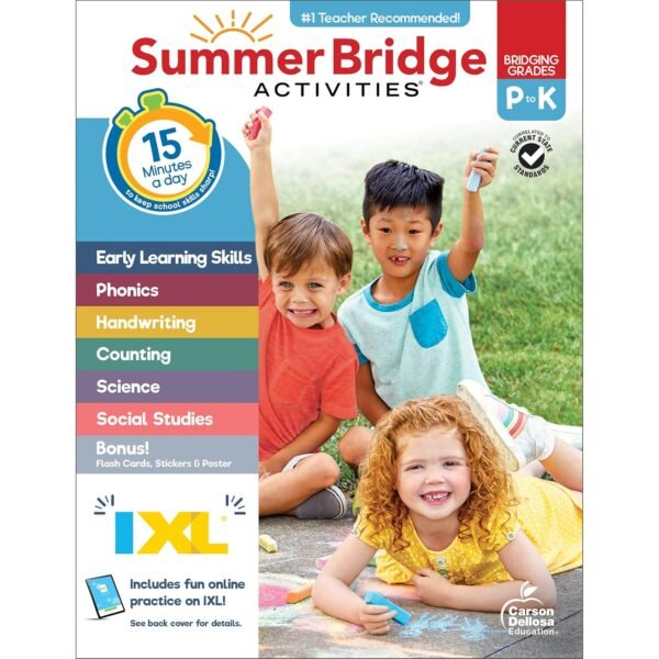 Summer Bridge Activities Preschool to Kindergarten Workbooks, Math & Phonics Kindergarten Learning Activities, Preschool Workbook & Kindergarten Workbook With Flash Cards, eBooks, Stickers & More