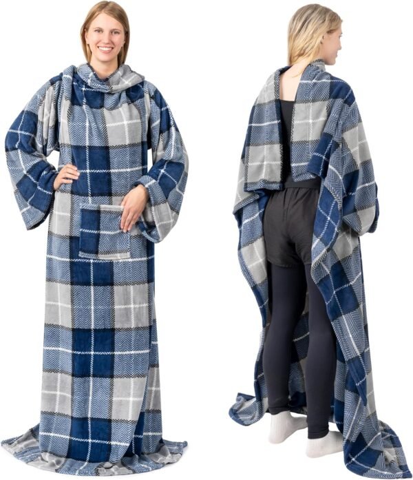 PAVILIA Wearable Blanket with Sleeves for Adult Women Men, Cozy Fleece Warm Wrap Throw with Arms, Gifts for Christmas, Wife