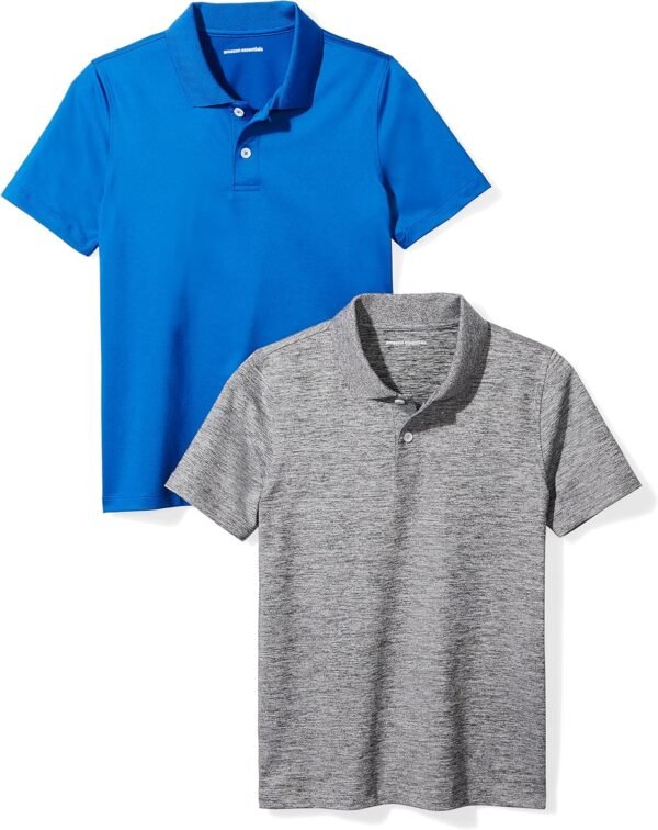 Amazon Essentials Boys and Toddlers' Short-Sleeve Active Performance Polo Shirts, Pack of 2