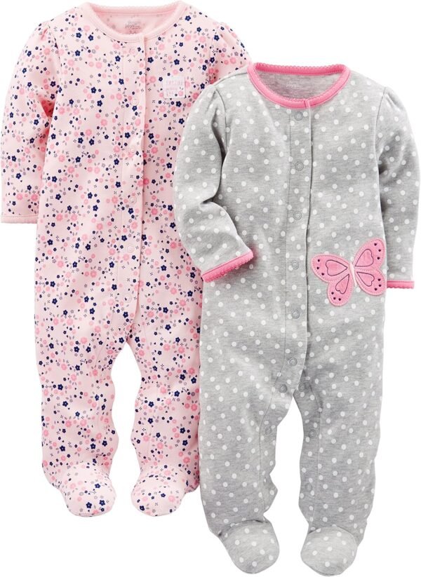 Simple Joys by Carter's Baby Girls' 2-Pack Cotton Snap Footed Sleep and Play